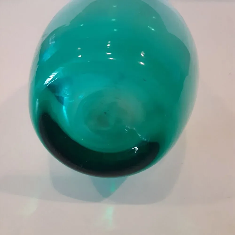 Handblown Curved Glass Bud Vase in Aqua 13